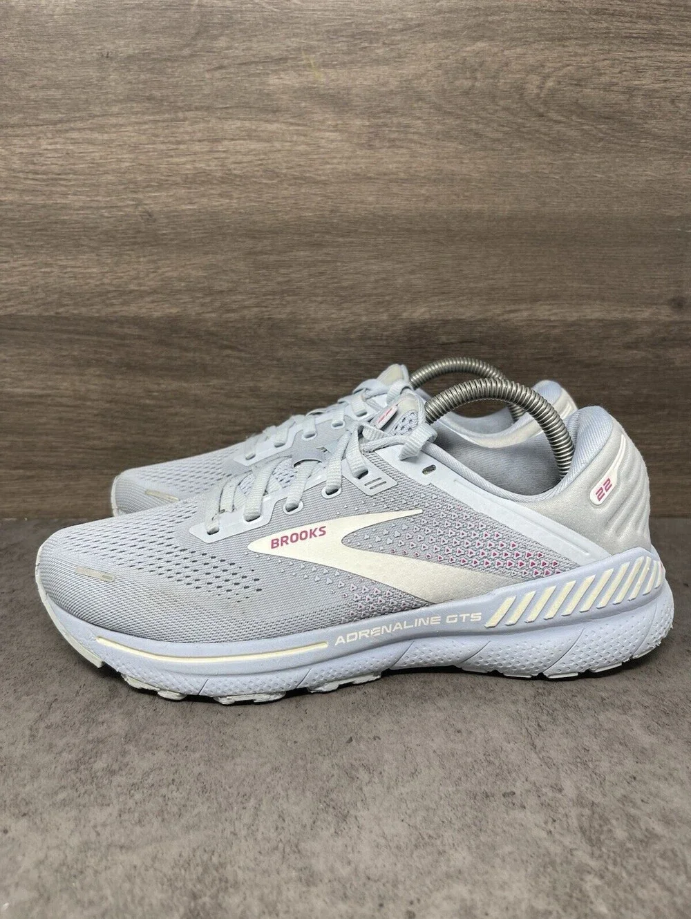 Brooks Adrenaline GTS 22 Blue Pink Size 9.5 Womens Running Walking Shoes